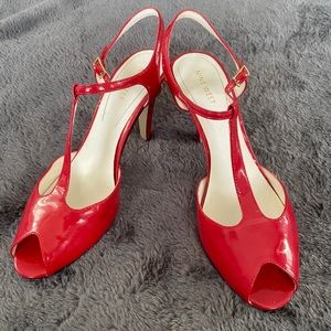 Red Patent Leather Single Strap Heel